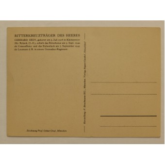 Propaganda-Postkarte aus der Serie: Ritterkreuzträger des Heeres. Gerhard Hein. Espenlaub militaria